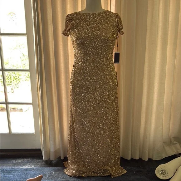 Adrianna Papell | Dresses | Adrianna Papell Gold Sequin Maxi Gown For Weddings | Poshmark Adrianna Papell | Dresses | Adrianna Papell Gold Sequin Maxi Gown For Weddings | Poshmark